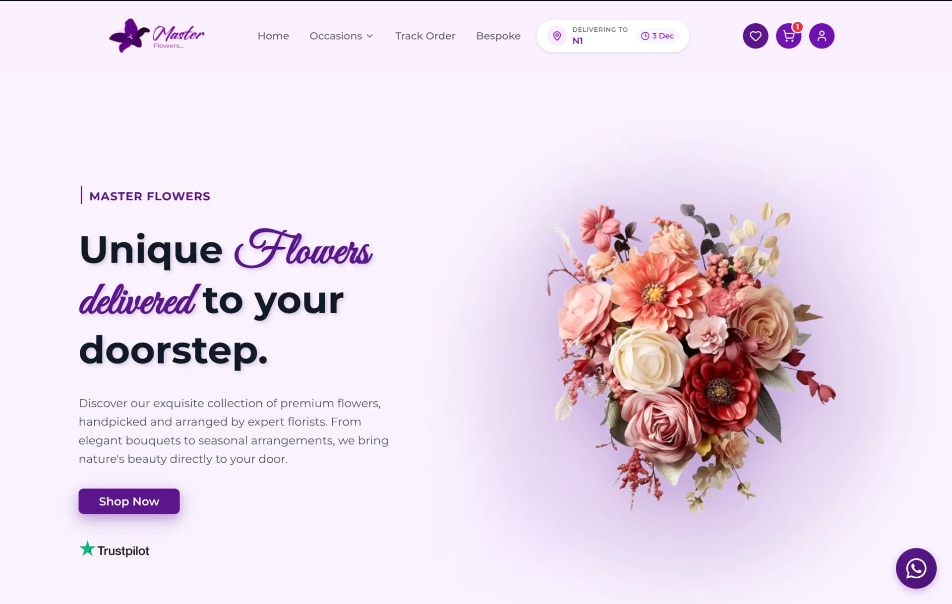 Master Flowers Website Preview